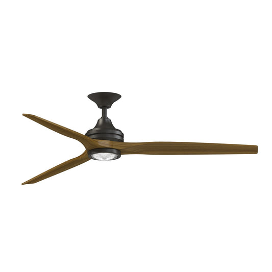 Fanimation Spitfire 64in DC Smart Ceiling Fan | Dark Bronze and Koa Wood Blades | Covered Patio & Indoor Rooms | 8754 CFM | Model FPD6721BDZ-64K-LK