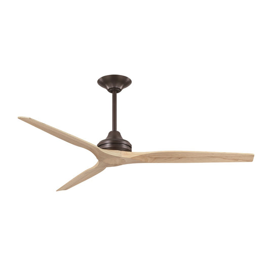 Fanimation Spitfire 64in DC Smart Ceiling Fan | Dark Bronze and Natural Buttonwood Blades | Covered Patio & Large Rooms | Model FPD6721BDZ-64N