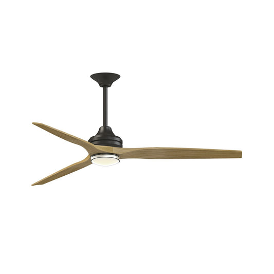 Fanimation Spitfire 64in DC Smart Ceiling Fan | Dark Bronze and Natural Buttonwood Blades | Covered Patio & Large Rooms | Model FPD6721BDZ-64N-DWLK