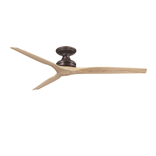 Fanimation Spitfire 64in Flush Smart Ceiling Fan | Dark Bronze and Natural Buttonwood | Covered Patio & Living Room | Model FPD6721BDZ-64N-F