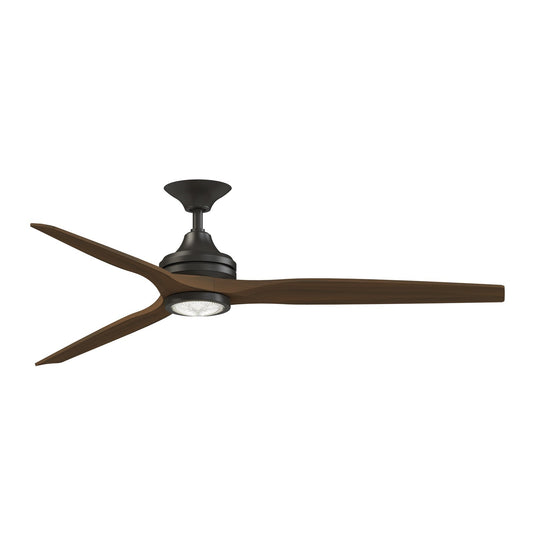 Fanimation Spitfire 64in 3-Blade Smart Ceiling Fan with LED Light | Dark Bronze and Whiskey Wood | Covered Patio & Sunroom | Model FPD6721BDZ-64WK-LK