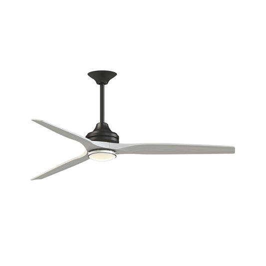 Fanimation Spitfire DC Custom 64in 1-Light Ceiling Fan | Dark Bronze and White Washed Buttonwood | Covered Patio | Model FPD6721BDZ-64WW-DWLK