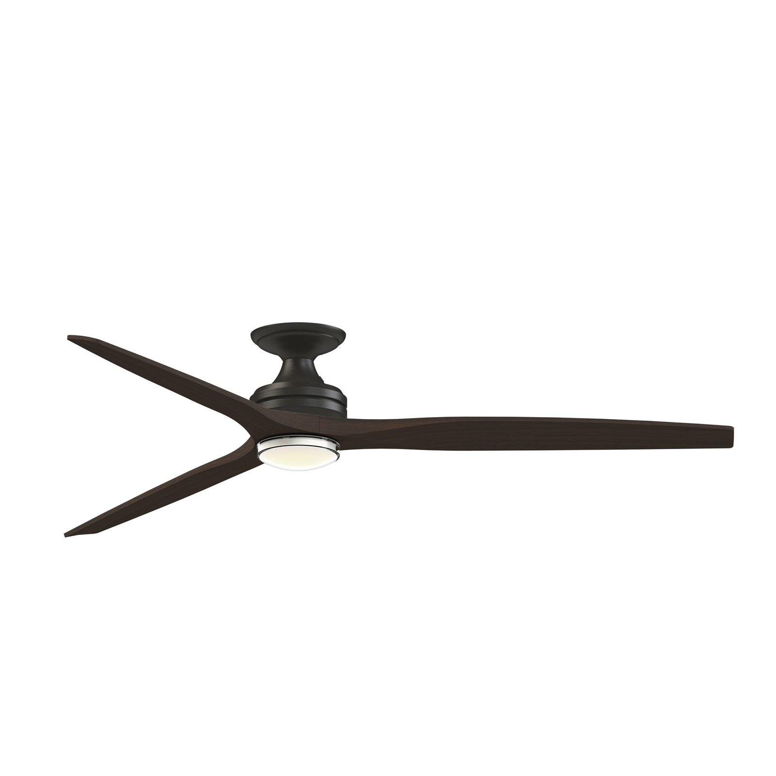 Fanimation Spitfire 72in Flush Smart Ceiling Fan | Dark Bronze and Dark Walnut | Covered Patio & Bedroom | Model FPD6721BDZ-72DWADWLKF