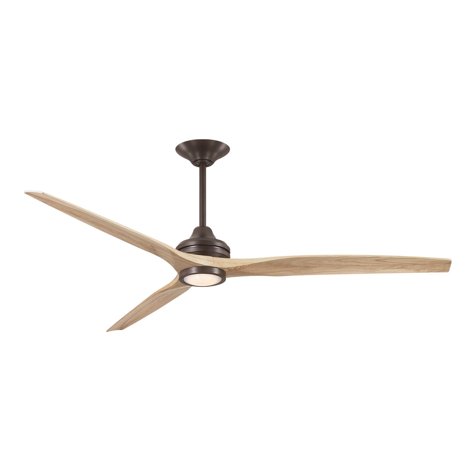 Fanimation Spitfire DC Custom 72in Downrod Smart Ceiling Fan | Dark Bronze and Natural Buttonwood Blades | Covered Patio | Model FPD6721BDZ-72N-LK