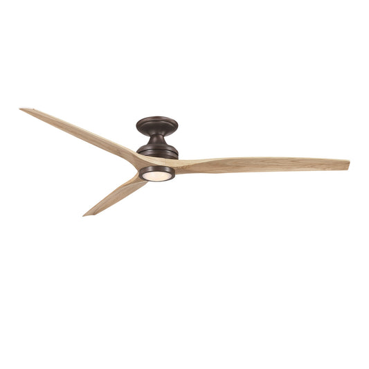 Fanimation Spitfire 72in 1-Light Flush Smart Ceiling Fan | Dark Bronze and Natural Buttonwood | Covered Patio & Low | Model FPD6721BDZ-72N-LK-F