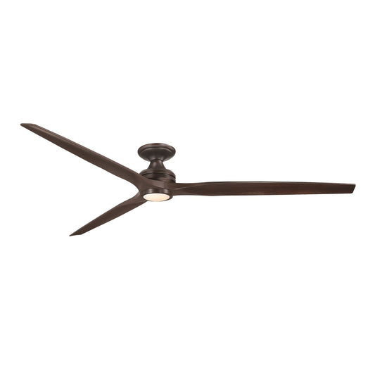 Fanimation Spitfire DC Custom 84in Flush Ceiling Fan | Dark Bronze and Dark Walnut Buttonwood Blades | Covered Patio | Model FPD6721BDZ-84DWALKF