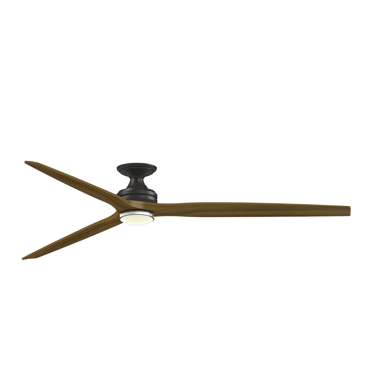 Fanimation Spitfire DC Custom 84in Flush Mount 3-Blade Ceiling Fan with LED Light | Dark Bronze and Koa Wood | Covered | Model FPD6721BDZ-84K-DWLK-F