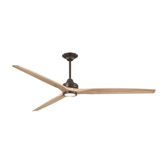 Fanimation Spitfire DC Custom 84in Downrod Smart Ceiling Fan | Dark Bronze and Natural Buttonwood Blades | Covered Patio | Model FPD6721BDZ-84N-LK