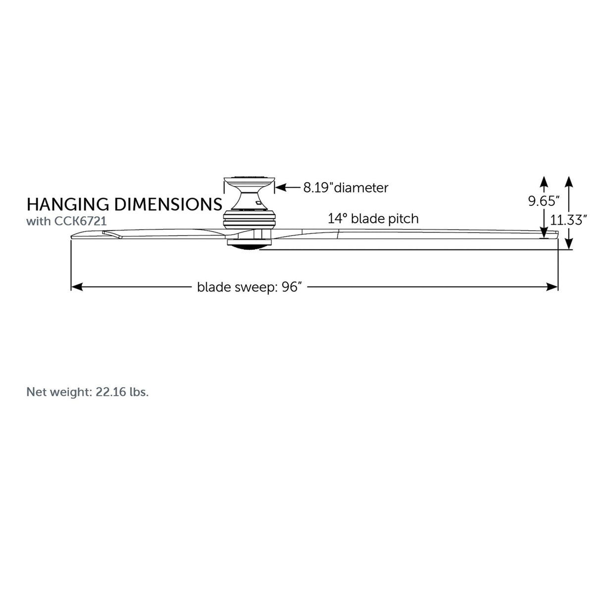 Fanimation Spitfire 96in Flush Smart Ceiling Fan with LED CCT Select Double-Walled Marine Light Kit | Dark Bronze and | Model FPD6721BDZ-96N-DWLK-F