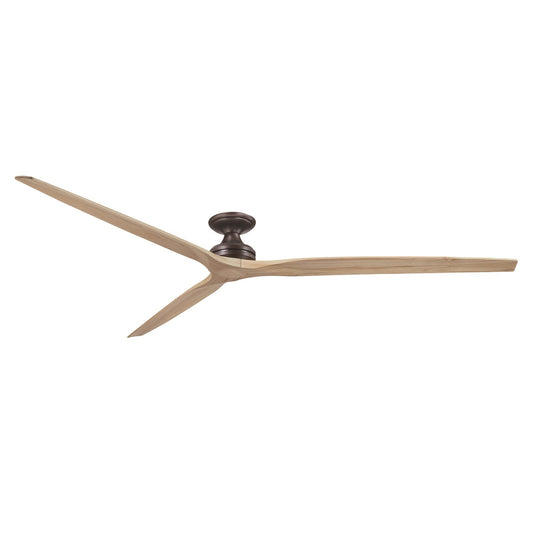 Fanimation Spitfire 96in Flush Smart Ceiling Fan | Dark Bronze and Natural Buttonwood | Covered Patio & Sunroom | Model FPD6721BDZ-96N-F