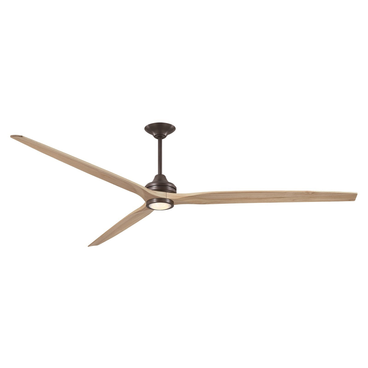 Fanimation Spitfire 96in Downrod Smart Ceiling Fan with LED CCT Select Light Kit | Dark Bronze and Natural Buttonwood | Model FPD6721BDZ-96N-LK