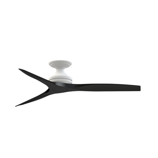 Fanimation Spitfire 54in Flush Smart Ceiling Fan | Matte White and Black | Covered Patio & Bedroom | 54 x 54 x 9.65 in | Model FPD6721BMW-54BL-F