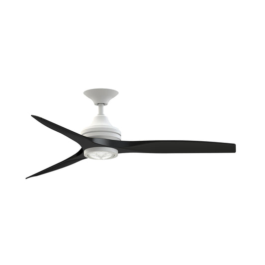 Fanimation Spitfire 54in Downrod Smart Ceiling Fan | Matte White and Black | Covered Patio & Bedroom | 54 x 54 x 19.42 in | Model FPD6721BMW-54BL-LK