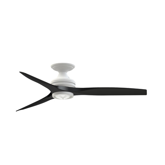 Fanimation Spitfire 54in Flush Smart Ceiling Fan | Matte White and Black | Covered Patio & Bedroom | 54 x 54 x 11.33 in | Model FPD6721BMW-54BL-LK-F