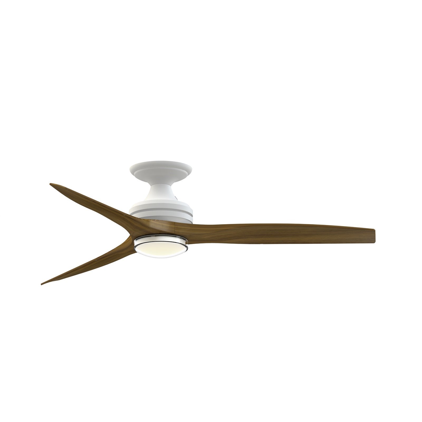 Fanimation Spitfire 54in 3-Blade Flush Smart Ceiling Fan with LED Light | Matte White and Dark Walnut | Covered Patio | Model FPD6721BMW-54DWA-DWLK-F