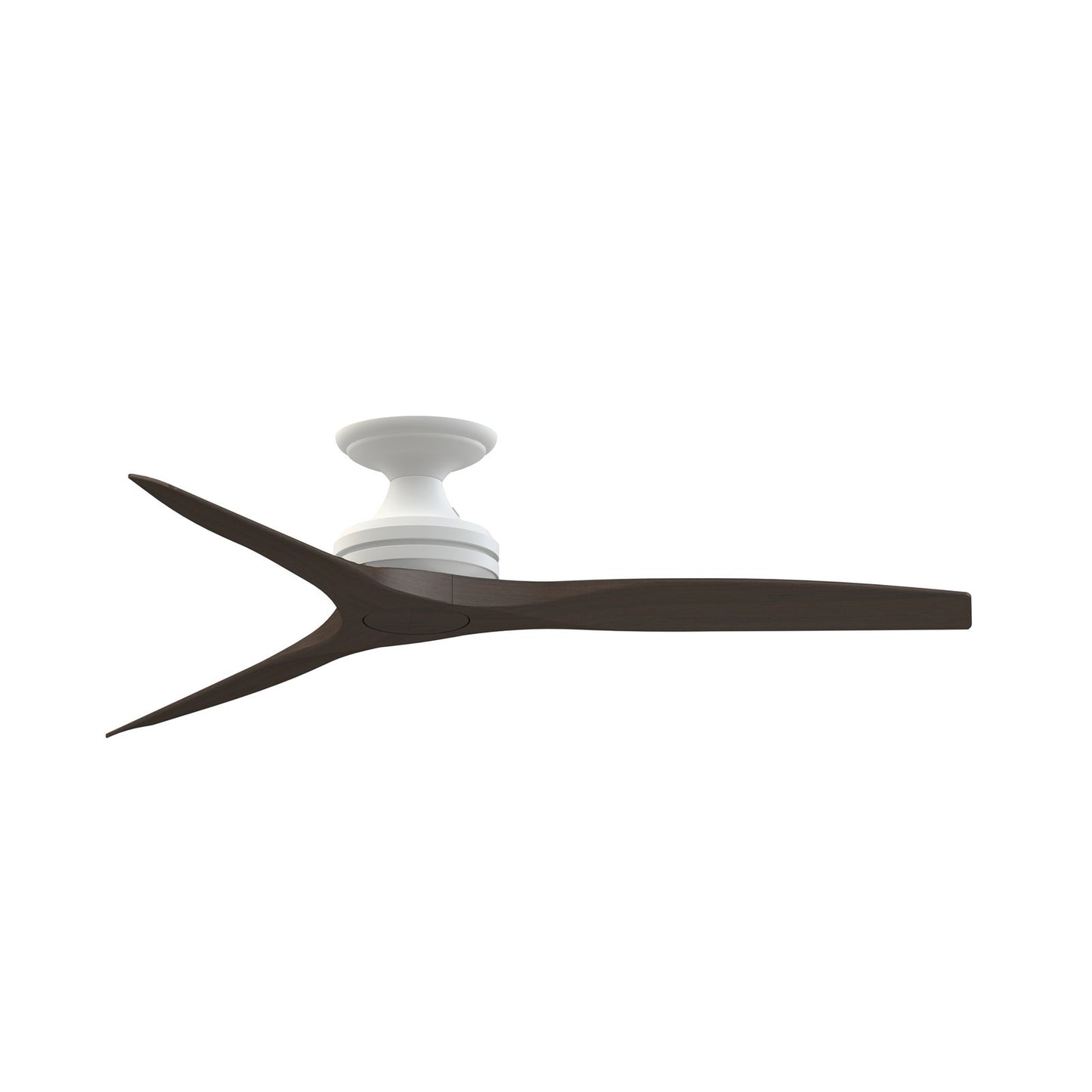 Fanimation Spitfire 54in 3-Blade Flush Smart Ceiling Fan | Matte White and Dark Walnut | Covered Patio & Bedroom | Model FPD6721BMW-54DWA-F