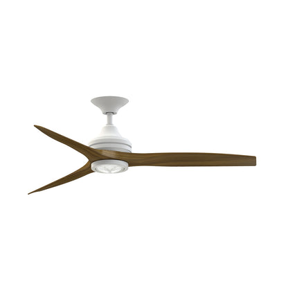 Fanimation Spitfire 54in 1-Light Smart Ceiling Fan | Matte White and Dark Walnut Wood | Covered Patio & Living Room | Model FPD6721BMW-54DWA-LK