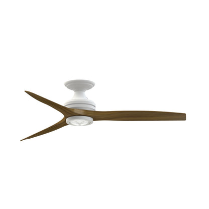 Fanimation Spitfire 54in Flush 1-Light Smart Ceiling Fan | Matte White and Dark Walnut Wood | Low Ceilings & Covered | Model FPD6721BMW-54DWA-LK-F