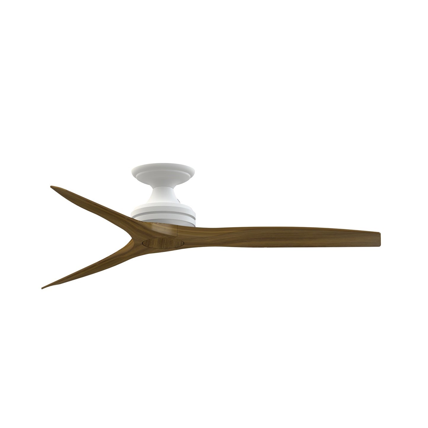 Fanimation Spitfire DC Custom 54in Flush Smart Ceiling Fan | Matte White and Koa Wood Blades | Covered Patio & Bedroom | Model FPD6721BMW-54K-F