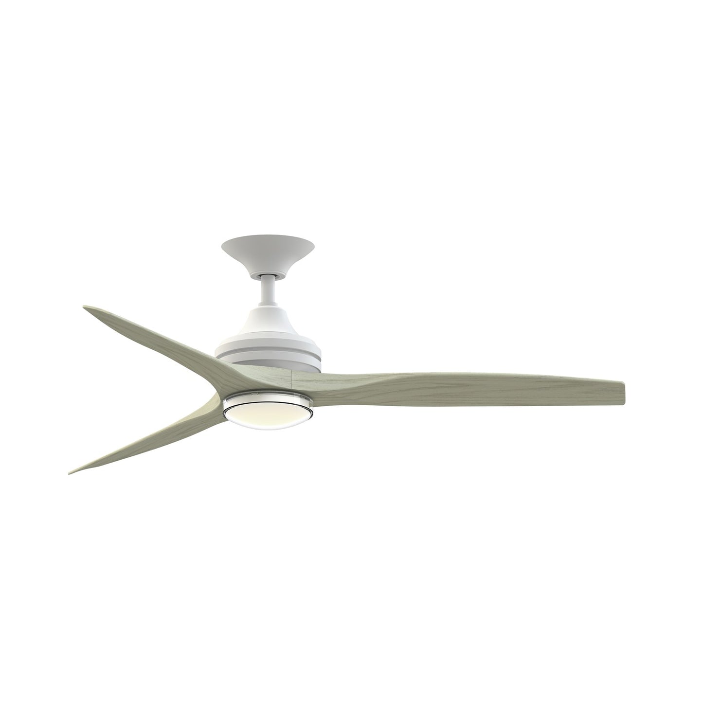 Fanimation Spitfire 54in 1-Light Ceiling Fan | Matte White and Light Oak Buttonwood Blades with LED CCT Select | Covered | Model FPD6721BMW-54LO-DWLK