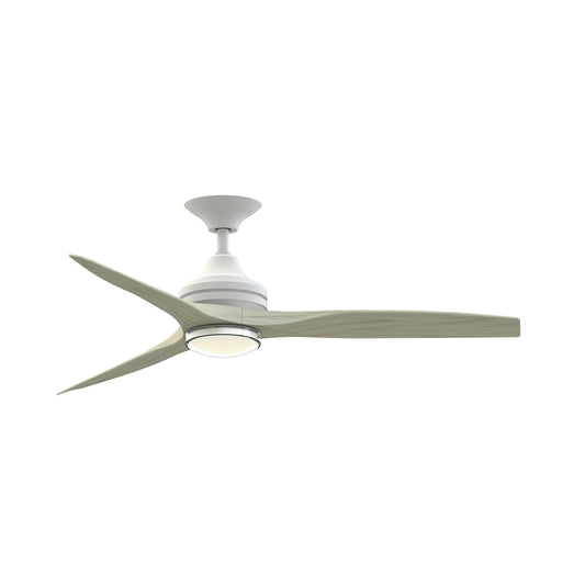 Fanimation Spitfire 54in 1-Light Ceiling Fan | Matte White and Light Oak Buttonwood Blades with LED CCT Select | Covered | Model FPD6721BMW-54LO-DWLK