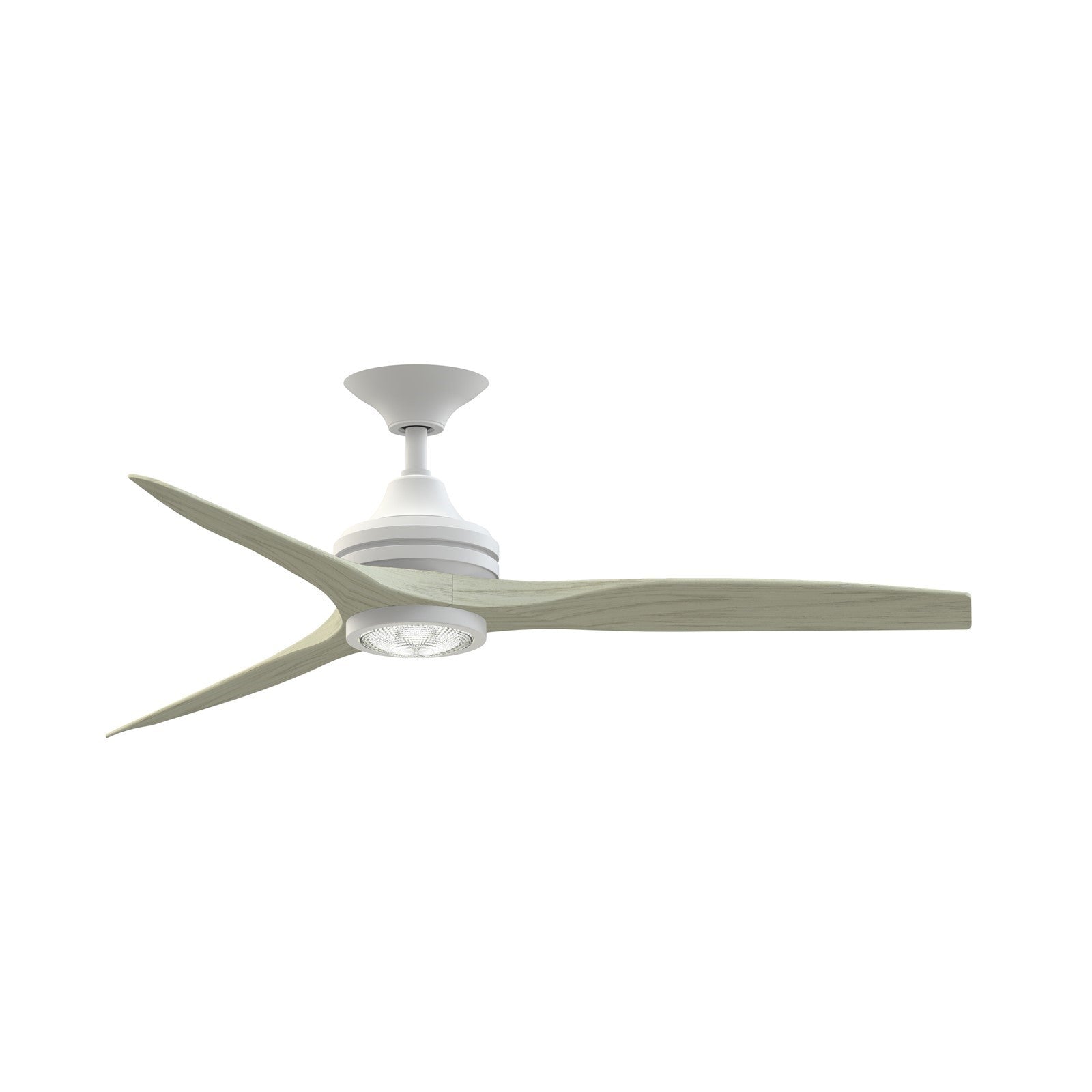 Fanimation Spitfire 54in 1-Light Ceiling Fan | Matte White and Light Oak Buttonwood Blades with LED CCT Select | Covered | Model FPD6721BMW-54LO-LK