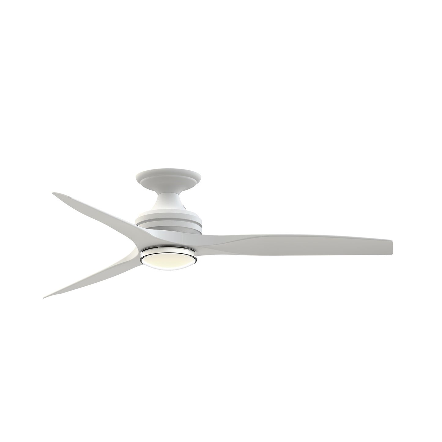 Fanimation Spitfire DC Custom 54in Flush 1-Light Ceiling Fan | Matte White and Clear Glass | Covered Patio & Sunroom | Model FPD6721BMW-54MW-DWLK-F