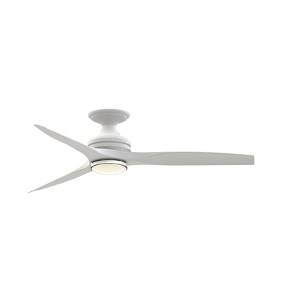 Fanimation Spitfire DC Custom 54in Flush 1-Light Ceiling Fan | Matte White and Clear Glass | Covered Patio & Sunroom | Model FPD6721BMW-54MW-DWLK-F