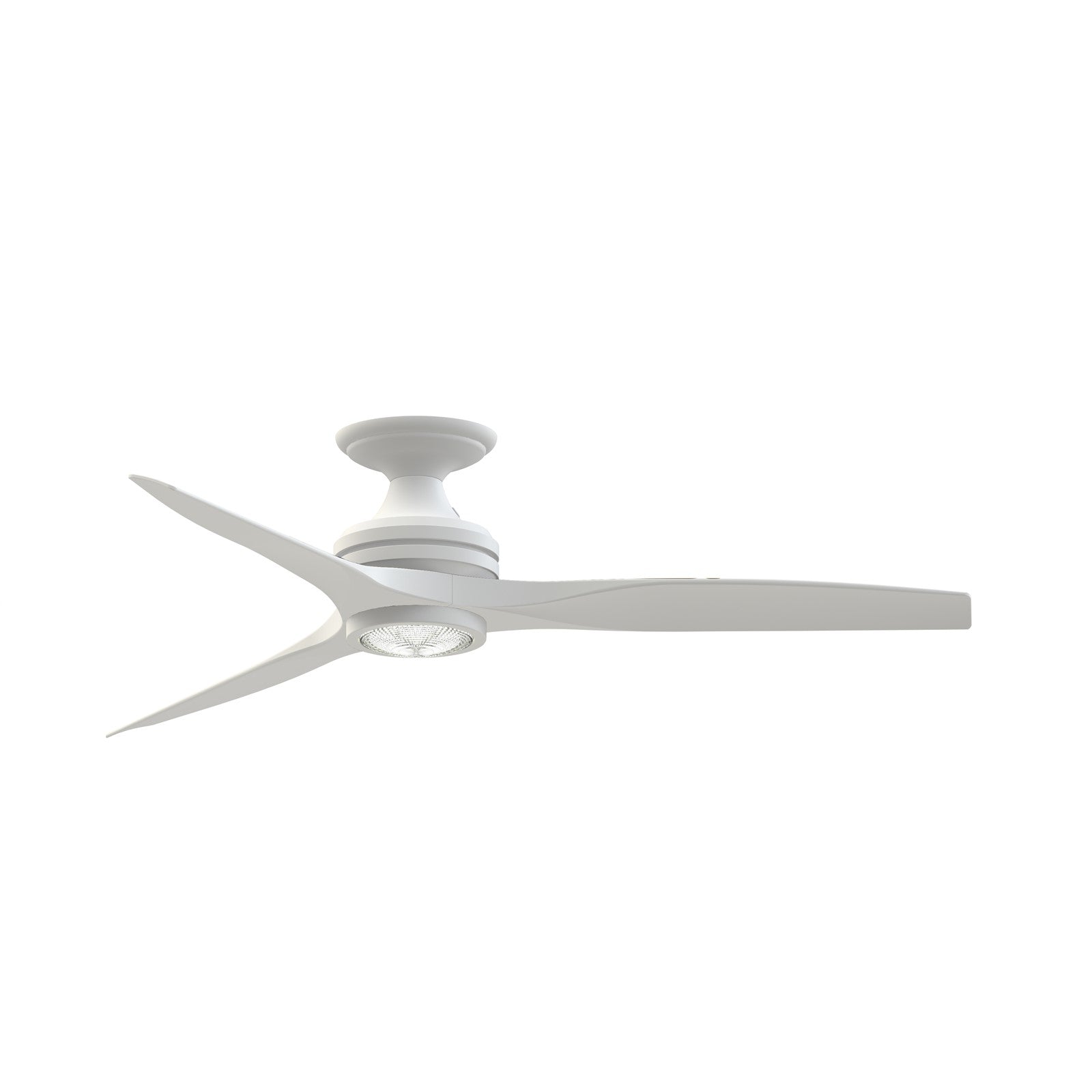 Fanimation Spitfire 54in 1-Light Flush Ceiling Fan | Modern Matte White and Matte White Buttonwood | Covered Patio | Model FPD6721BMW-54MW-LK-F