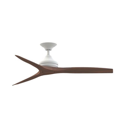 Fanimation Spitfire DC Custom 54in Ceiling Fan | Matte White and Whiskey Wood Buttonwood | Covered Patio & Bedroom | Model FPD6721BMW-54WK