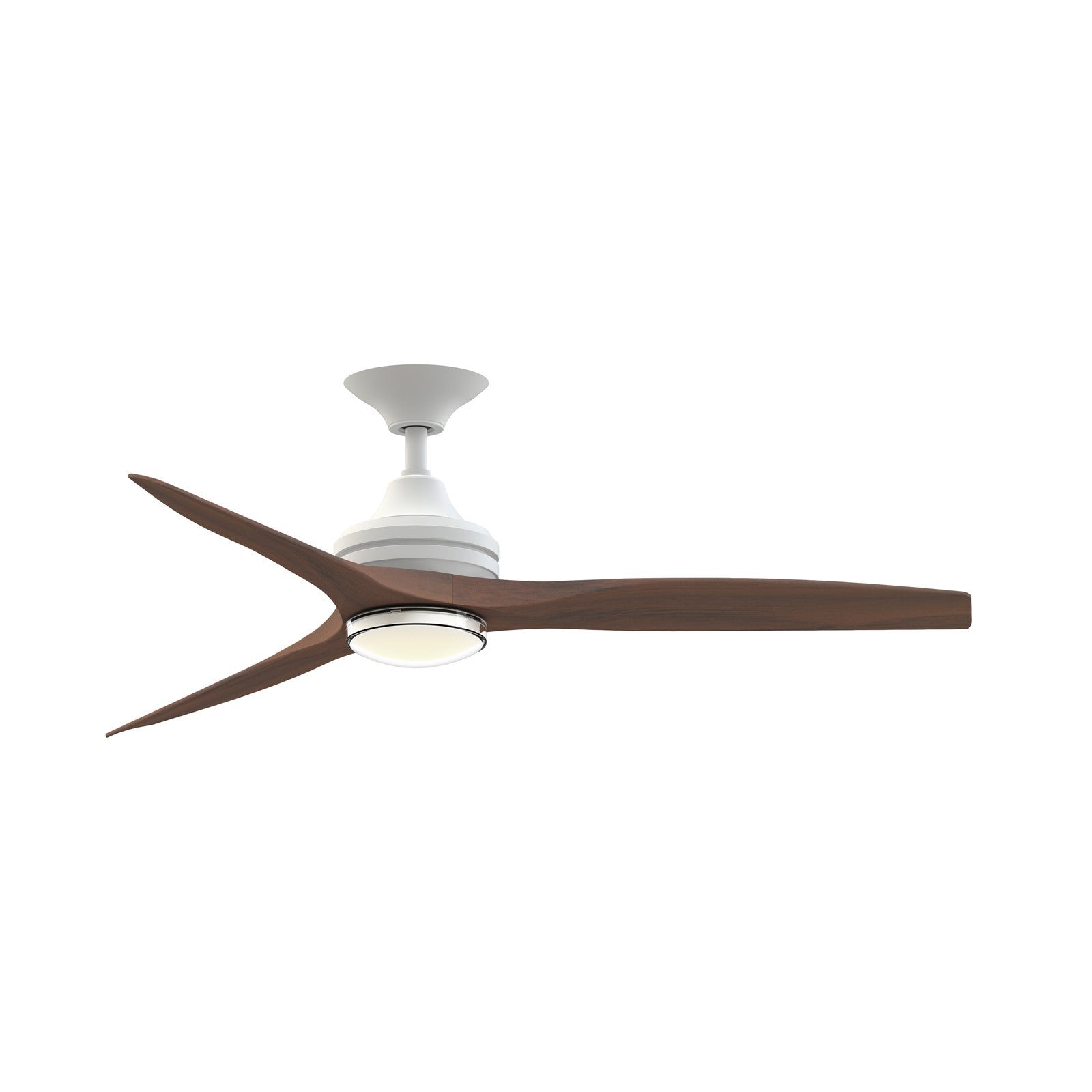 Fanimation Spitfire 54in 1-Light DC Smart Ceiling Fan | Matte White and Whiskey Wood | Covered Patio & Living Room | Model FPD6721BMW-54WK-DWLK