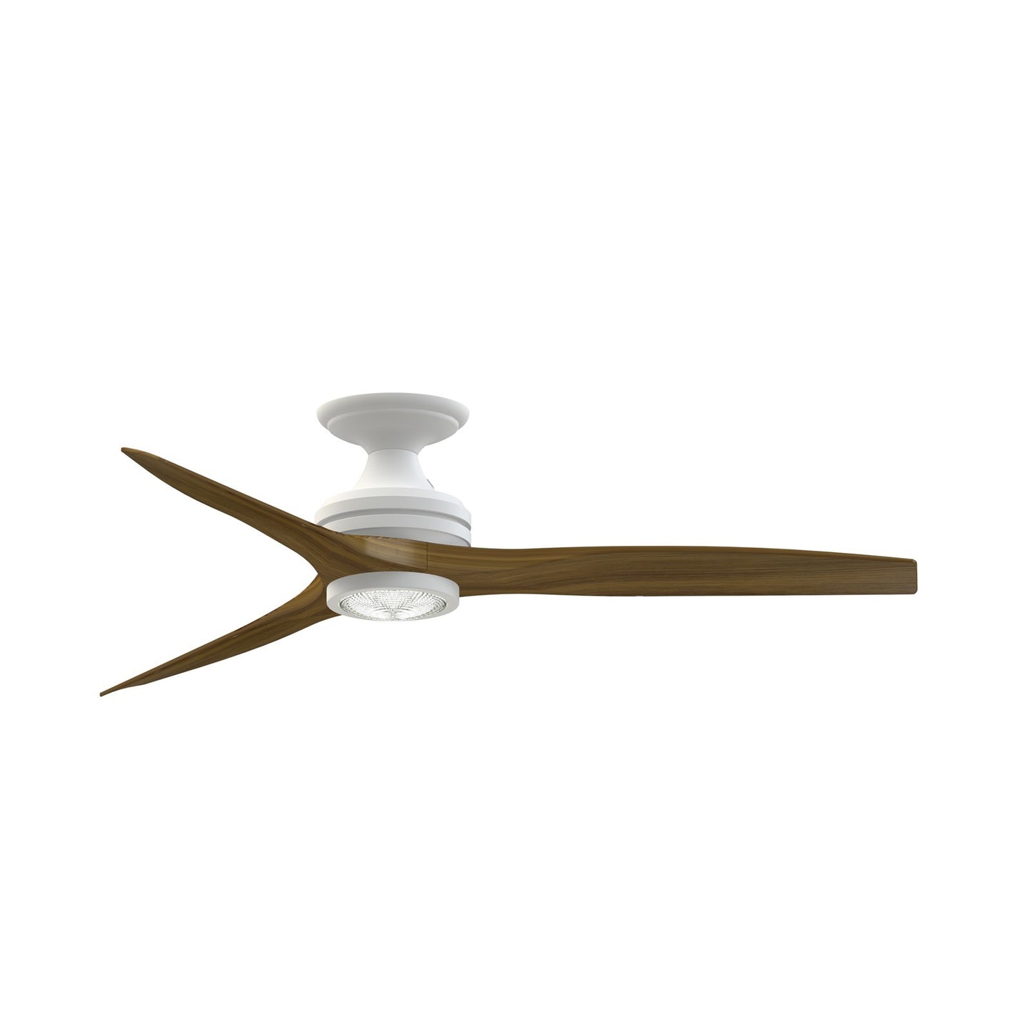 Fanimation Spitfire 54in 1-Light Flush Ceiling Fan | Matte White and Whiskey Wood | Covered Patio & Bedroom | Model FPD6721BMW-54WK-LK-F