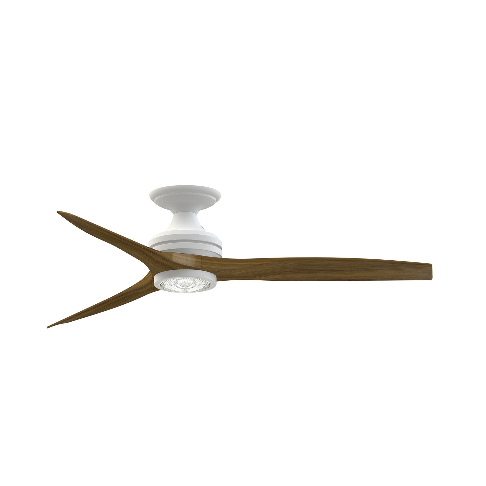 Fanimation Spitfire 54in 1-Light Flush Ceiling Fan | Matte White and Whiskey Wood | Covered Patio & Bedroom | Model FPD6721BMW-54WK-LK-F