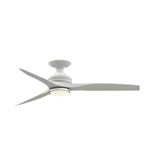 Fanimation Spitfire 54in 1-Light Flush Ceiling Fan | Matte White and Washed White | Covered Patio & Bedroom | Model FPD6721BMW-54WW-DWLK-F