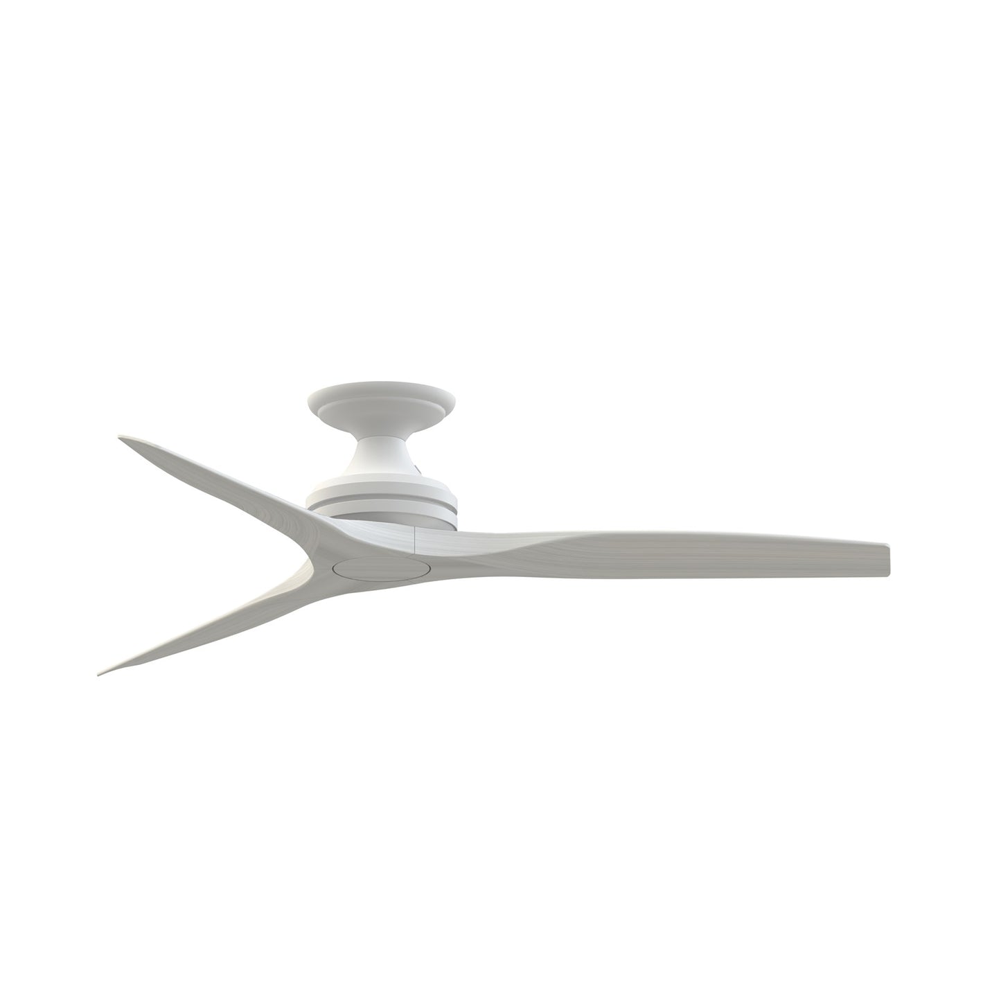 Fanimation Spitfire DC Custom 54in Flush Smart Ceiling Fan | Matte White and White Washed Buttonwood | Covered Patio | Model FPD6721BMW-54WW-F
