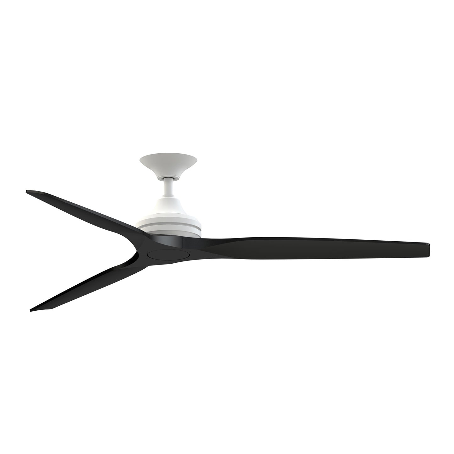 Fanimation Spitfire DC Custom 64in Smart Ceiling Fan | Matte White and Black Buttonwood | Covered Patio & Great Room | Model FPD6721BMW-64BL