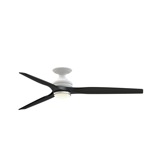 Fanimation Spitfire DC Custom 64in Flush 1-Light Ceiling Fan | Matte White and Clear Glass | Covered Patio & Living | Model FPD6721BMW-64BL-DWLK-F