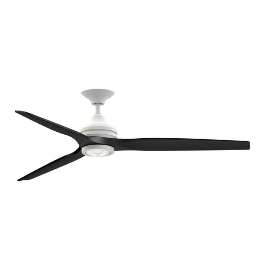 Fanimation Spitfire DC Custom 64in 1-Light Ceiling Fan | Matte White and Fresnel/Frosted Glass | Covered Patio & Living | Model FPD6721BMW-64BL-LK
