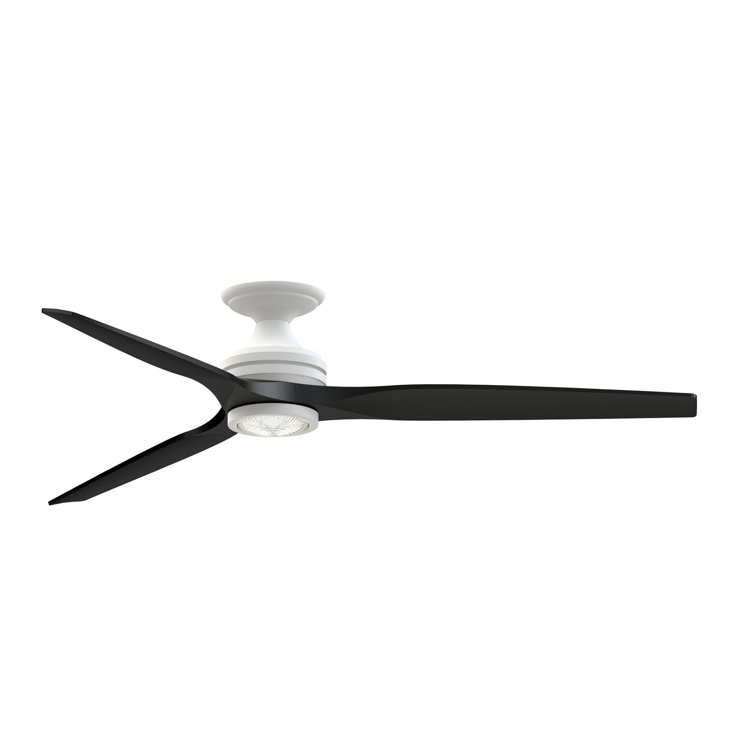 Fanimation Spitfire DC Custom 64in Flush Smart Ceiling Fan | Matte White and Black Blades | Indoor & Covered Outdoor | Model FPD6721BMW-64BL-LK-F