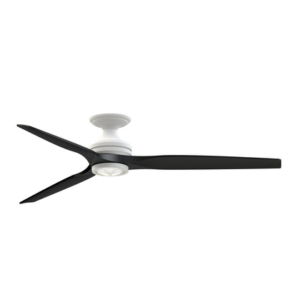 Fanimation Spitfire DC Custom 64in Flush Smart Ceiling Fan | Matte White and Black Blades | Indoor & Covered Outdoor | Model FPD6721BMW-64BL-LK-F