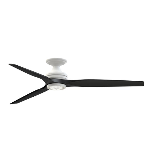Fanimation Spitfire DC Custom 64in Flush Smart Ceiling Fan | Matte White and Black Blades | Indoor & Covered Outdoor | Model FPD6721BMW-64BL-LK-F