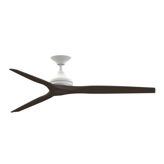 Fanimation Spitfire DC Custom 64in Downrod Smart Ceiling Fan | Matte White and Dark Walnut Blades | Indoor & Covered Outdoor | Model FPD6721BMW-64DWA