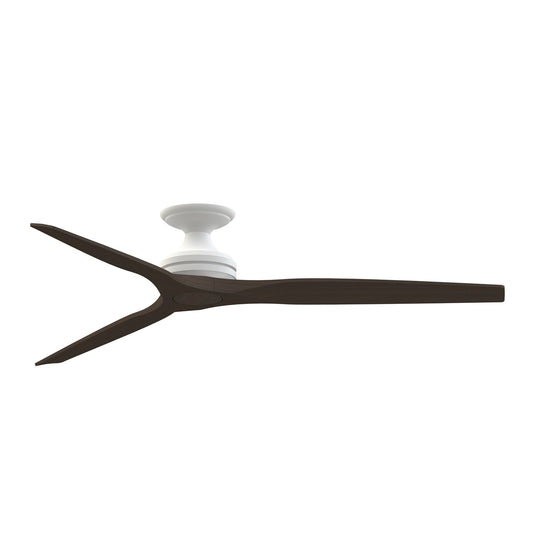 Fanimation Spitfire DC Custom 64in Flush Ceiling Fan | Matte White and Dark Walnut | Covered Patio & Bedroom | Model FPD6721BMW-64DWA-F