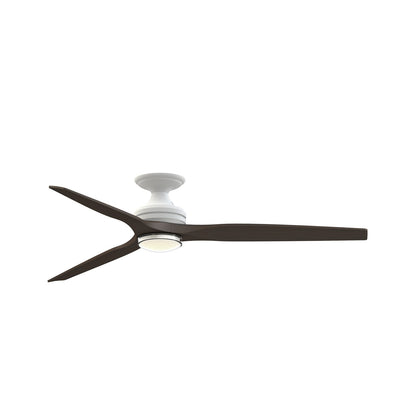 Fanimation Spitfire DC Custom 64in Flush Smart Ceiling Fan | Matte White and Dark Walnut Blades | Indoor & Covered | Model FPD6721BMW-64DWADWLKF