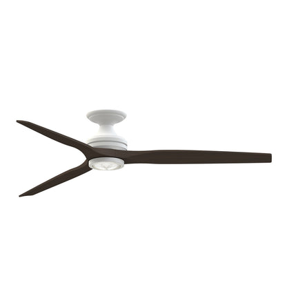 Fanimation Spitfire DC Custom 64in Flush Ceiling Fan with LED | Matte White and Dark Walnut | Covered Patio & Bedroom | Model FPD6721BMW-64DWALKF