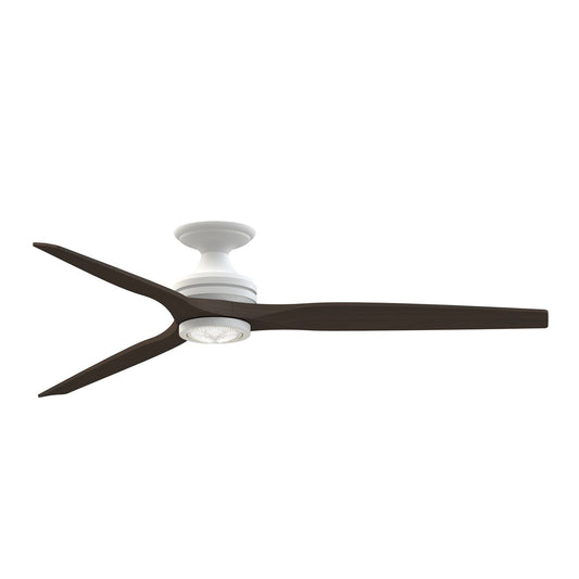 Fanimation Spitfire DC Custom 64in Flush Ceiling Fan with LED | Matte White and Dark Walnut | Covered Patio & Bedroom | Model FPD6721BMW-64DWALKF