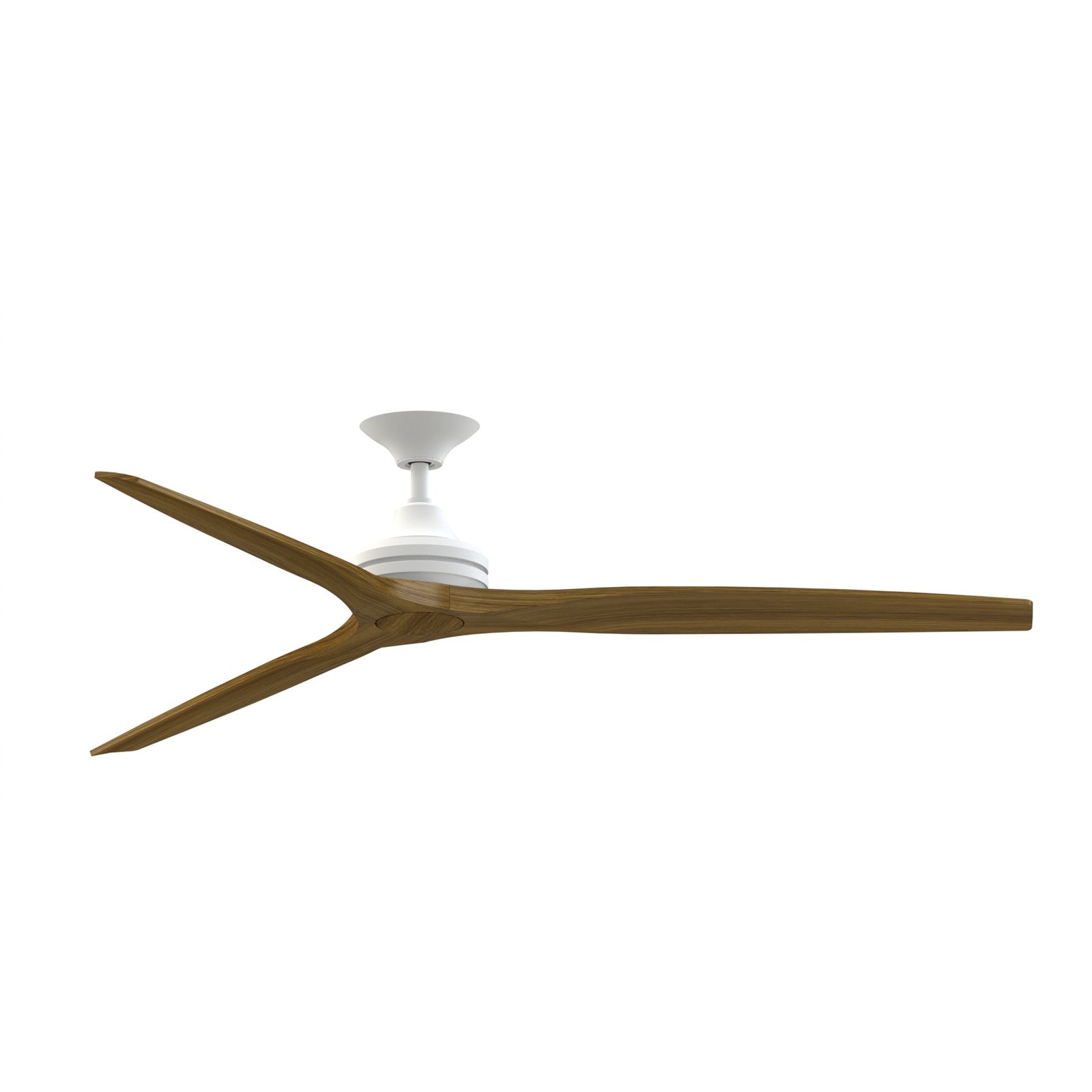 Fanimation Spitfire DC Custom 64in Downrod Ceiling Fan | Matte White and Koa | Covered Patio & Bedroom | 64 x 64 x 19.69 in | Model FPD6721BMW-64K