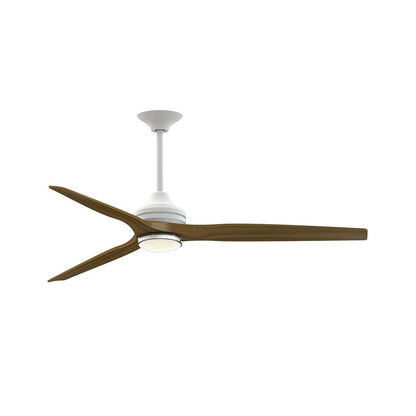 Fanimation Spitfire DC Custom 64in 1-Light Ceiling Fan | Matte White and Koa Wood Blades | Covered Patio & Sunroom | Model FPD6721BMW-64K-DWLK