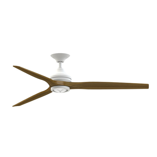Fanimation Spitfire DC Custom 64in 1-Light Ceiling Fan | Matte White and Koa Wood Blades | Covered Patio & Sunroom | Model FPD6721BMW-64K-LK