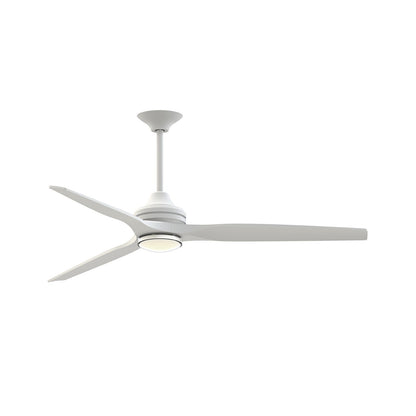 Fanimation Spitfire 64in Downrod Smart Ceiling Fan | Matte White and Matte White Blades | Covered Patio & Bedroom | Model FPD6721BMW-64MW-DWLK